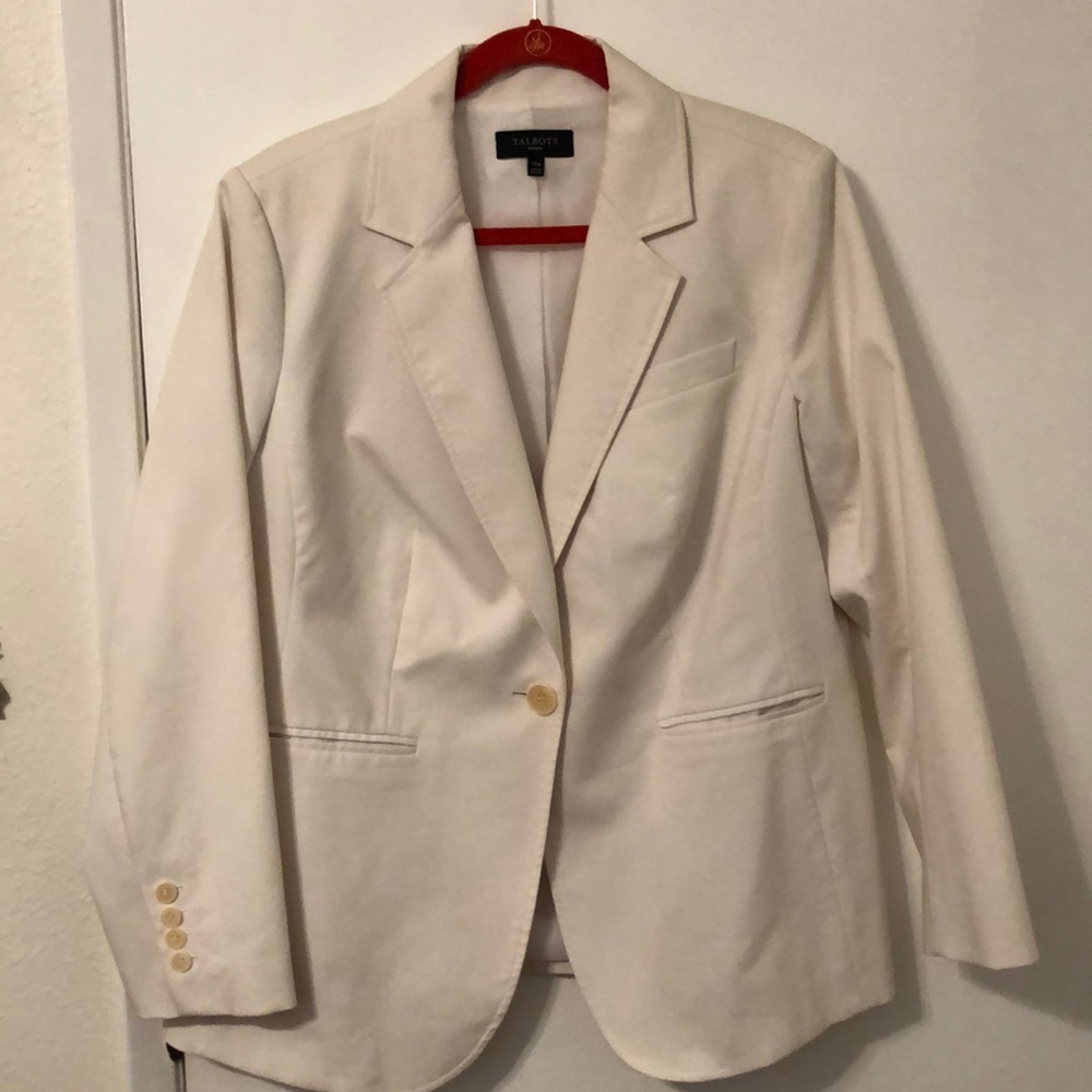 Talbots White cotton blazer size 14w